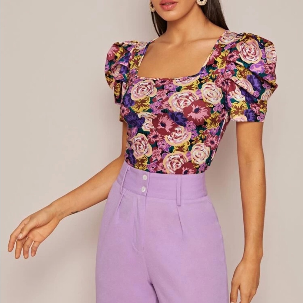 Purple Boho Floral Top - Picture 4 of 4